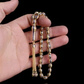 ARPA KESİM ALTIN KAPLAMA LACİVERT RENK MİNELİ 925 AYAR GÜMÜŞ TESBİH thumbnail 3