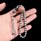 GRİ RENK MİNELİ ZİRKON TAŞLI 925 AYAR GÜMÜŞ TESBİH thumbnail 3