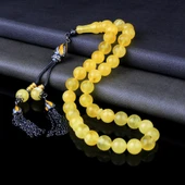 DAMLA KEHRİBAR TESBİH ÖZEL TASARIM GÜMÜŞ PÜSKÜLLÜ - 1