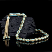 ARPA KESİM ALTIN KAPLAMA TURKUAZ RENK MİNELİ 925 AYAR GÜMÜŞ TESBİH thumbnail 2