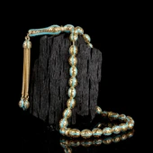 ARPA KESİM ALTIN KAPLAMA TURKUAZ RENK MİNELİ 925 AYAR GÜMÜŞ TESBİH thumbnail 1