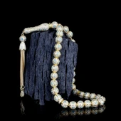 ALTIN KAPLAMALI ZİRKON TAŞ İŞLEMELİ TAMAMI 925 AYAR GÜMÜŞ TESBİH thumbnail 1