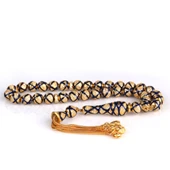 ALTIN KAPLAMALI ZİRKON TAŞLI LACİVERT MİNELİ 925 AYAR GÜMÜŞ TESBİH thumbnail 4