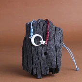 925 Ayar Gümüş Püsküllü Bordo Mavi Ateş Kehribar Ayyıldız Bileklik Kombini thumbnail 3