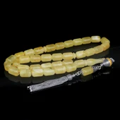 KAPSÜL KESİM MAT RENK DAMLA KEHRİBAR TESBİH 925 AYAR GÜMÜŞ PÜSKÜLLÜ thumbnail 3