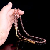 925 Ayar Gümüş Üzeri Altın Kaplama Püsküllü 99'Luk Zultanit Taşı Tesbih thumbnail 4