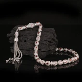 KIRMIZI BEYAZ ZİRKON TAŞLI 925 AYAR GÜMÜŞ TESBİH thumbnail 2