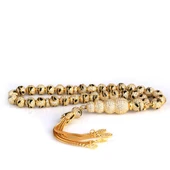 ALTIN KAPLAMA ZİRKON TAŞLI SİYAH MİNELİ 925 AYAR GÜMÜŞ TESBİH thumbnail 4