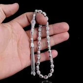 KIRMIZI BEYAZ ZİRKON TAŞLI 925 AYAR GÜMÜŞ TESBİH thumbnail 3