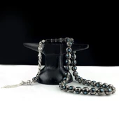 925 AYAR GÜMÜŞ PÜSKÜLLÜ MAVİ MİNELİ ERZURUM OLTU TAŞI TESBİH thumbnail 1