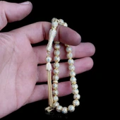 ALTIN KAPLAMALI ZİRKON TAŞ İŞLEMELİ TAMAMI 925 AYAR GÜMÜŞ TESBİH thumbnail 3