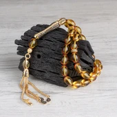 925 Ayar Gümüş Zirkon Taşlı Set Püsküllü Bal Renk Ateş Kehribar Tesbih - 2