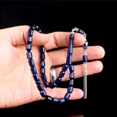 Çift Renk Gümüş Püsküllü Fasetli Damla Kehribar Tesbih thumbnail 3