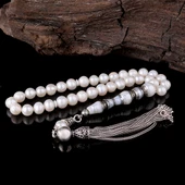 925 AYAR GÜMÜŞ ÖZEL TASARIM NAKKAŞ İMAME İNCİ TAŞI TESBİH thumbnail 6