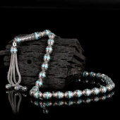 ARPA KESİM TURKUAZ RENK MİNELİ 925 AYAR GÜMÜŞ TESBİH thumbnail 2