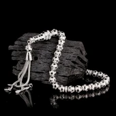 FUTBOL TOPU MODEL ZİRKON TAŞLI SİYAH MİNELİ 925 AYAR GÜMÜŞ TESBİH thumbnail 2