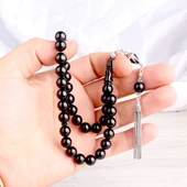 925 Ayar Gümüş Mineli Püsküllü Ateş Kehribar Tesbih thumbnail 3