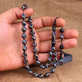 Arpa Kesim Erzurum Oltu Taşı Gümüş İşlemeli Sistemli Tesbih thumbnail 4