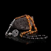 1000 AYAR KAZAZ PÜSKÜLLÜ SARI SİYAH ATEŞ KEHRİBAR TESBİH thumbnail 1