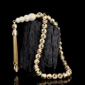 ALTIN KAPLAMA ZİRKON TAŞLI SİYAH MİNELİ 925 AYAR GÜMÜŞ TESBİH thumbnail 1