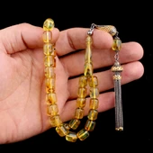 HER TANESİ SİNEK FOSİLLİ GÜMÜŞ PÜSKÜLLÜ KAPSÜL KESİM DAMLA KEHRİBAR TESBİH thumbnail 3