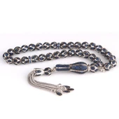 LACİVERT RENK ZİRKON TAŞ İŞLEMELİ TAMAMI 925 AYAR GÜMÜŞ TESBİH thumbnail 4