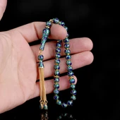 LACİVERT YEŞİL RENK MİNELİ 925 AYAR GÜMÜŞ TESBİH thumbnail 3