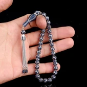 LACİVERT RENK ZİRKON TAŞ İŞLEMELİ TAMAMI 925 AYAR GÜMÜŞ TESBİH thumbnail 3