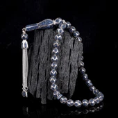 LACİVERT RENK ZİRKON TAŞ İŞLEMELİ TAMAMI 925 AYAR GÜMÜŞ TESBİH thumbnail 1