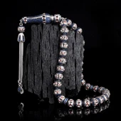 LACİVERT RENK ZİRKON TAŞLI 925 AYAR GÜMÜŞ TESBİH thumbnail 1