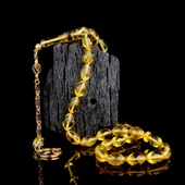 Siyah Zirkon Taşlı Ayyıldız Model Arpa Kesim Damla Kehribar Tesbih thumbnail 1