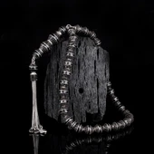 SİYAH RENK MİNELİ ZİRKON TAŞLI 925 AYAR GÜMÜŞ TESBİH thumbnail 1