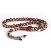 KIRMIZI ZİRKON TAŞ İŞLEMELİ TAMAMI 925 AYAR GÜMÜŞ TESBİH thumbnail 4