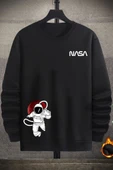 Unisex Nasa Baskılı Bisiklet Yaka Sweatshirt thumbnail 1