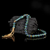 LACİVERT YEŞİL RENK MİNELİ 925 AYAR GÜMÜŞ TESBİH thumbnail 2