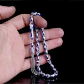 LACİVERT RENK MİNELİ ZİRKON TAŞ İŞLEMELİ TAMAMI 925 AYAR GÜMÜŞ TESBİH thumbnail 3