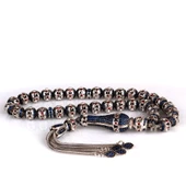 LACİVERT RENK ZİRKON TAŞLI 925 AYAR GÜMÜŞ TESBİH thumbnail 4