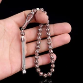 KIRMIZI ZİRKON TAŞ İŞLEMELİ TAMAMI 925 AYAR GÜMÜŞ TESBİH thumbnail 3