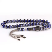 LACİVERT RENK MİNELİ ZİRKON TAŞLI 925 AYAR GÜMÜŞ TESBİH thumbnail 4