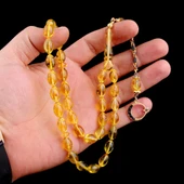 Siyah Zirkon Taşlı Ayyıldız Model Arpa Kesim Damla Kehribar Tesbih thumbnail 3