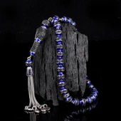 LACİVERT RENK MİNELİ ZİRKON TAŞLI 925 AYAR GÜMÜŞ TESBİH thumbnail 1