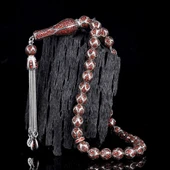 KIRMIZI ZİRKON TAŞ İŞLEMELİ TAMAMI 925 AYAR GÜMÜŞ TESBİH thumbnail 1