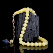 Lacivert Renk Zirkon Taşlı Gümüş Püsküllü Damla Kehribar Tesbih thumbnail 1