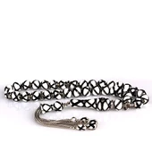 SİYAH BEYAZ RENK MİNELİ 925 AYAR GÜMÜŞ TESBİH thumbnail 4