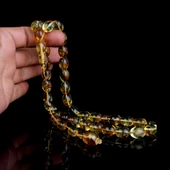 Sistemli Püskül Büyük Boy Damla Kehribar Tesbih - 2