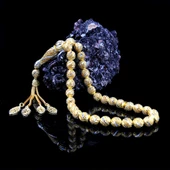 TAMAMI 925 AYAR GÜMÜŞ ALTIN KAPLAMALI TELKARİ MODEL TESBİH thumbnail 1