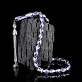 LACİVERT RENK MİNELİ ZİRKON TAŞ İŞLEMELİ TAMAMI 925 AYAR GÜMÜŞ TESBİH thumbnail 1