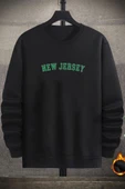 Unisex New Jersey Baskılı Bisiklet Yaka Sweatshirt - 1