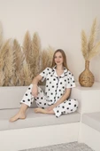 Kadın Kısa Kol Siyah Puanlı Gömlek Pijama Takımı - 1