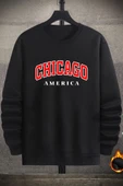 Unisex Chiago Bisiklet Yaka Sweatshirt - 1